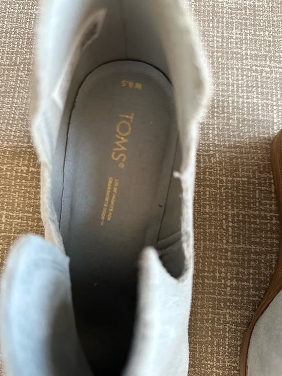 TOMS Suede Wedge Ankle Booties Dusty Blue Gray Slip On Comfort Womens 8.5 - Picture 12 of 14